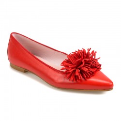 Red fringed leather slipper