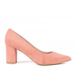 Coral suede heeled shoe