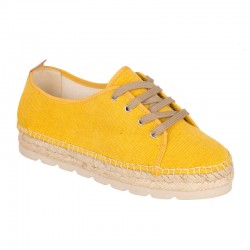 Yellow linen lace-up...