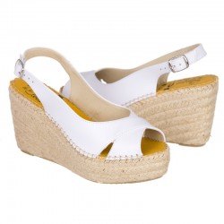 High white leather espadrille