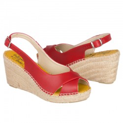 Red leather espadrille