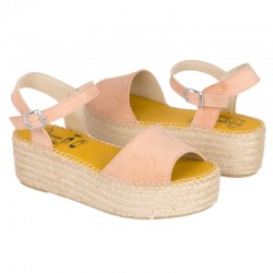 Nude suede espadrille with...
