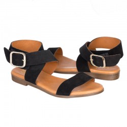 Black split leather sandal