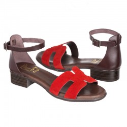 H red suede sandal