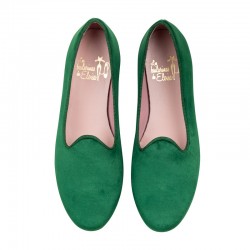 Green velvet slippers