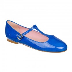 Blue patent leather...