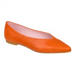Pointed toe orange leather...