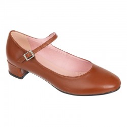Brown leather heeled...