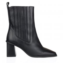 High black leather ankle boot