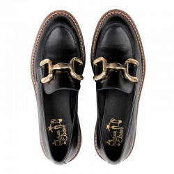 Black leather loafer with...