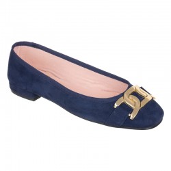 Blue suede ballerina with...