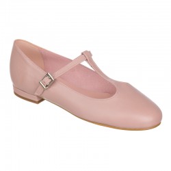 Nude leather ballerina with...