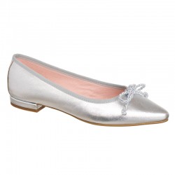 Silver leather toe ballerina