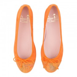 Orange suede ballerinas
