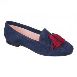 Blue suede moccasin with...
