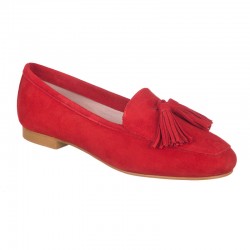 Red suede moccasin with...