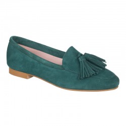 Green suede moccasin with...