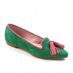 Green and pink suede slipper
