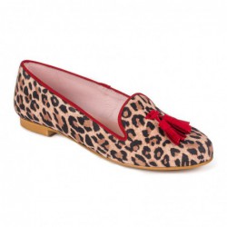 Leopard suede slipper with...